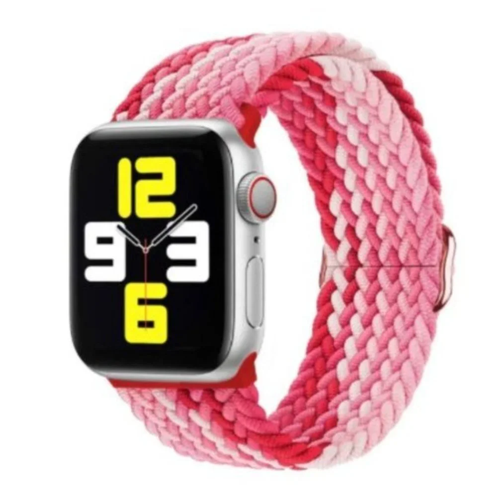 NEW Adjustable RED PINK Braided Solo Loop For Apple Watch